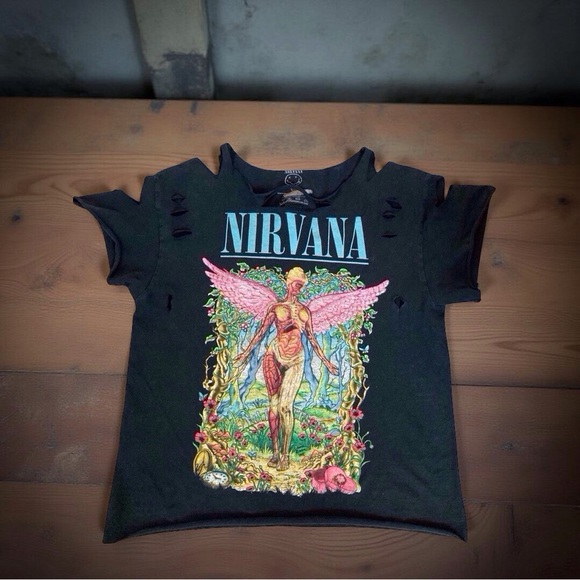 Nirvana Tee - M/L - Grunge Revival Piece Handmade Distressed - Picture 5 of 8